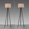 Leuchten Direkt minimalistyczna lampa stojąca na trójnogu DURO z beżowym abażurem