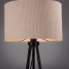 Leuchten Direkt minimalistyczna lampa stojąca na trójnogu DURO z beżowym abażurem