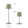 Leuchten Direkt zielona lampka stołowa BOTERIA, skośny klosz, LED 3000 Kelvin ciepłobiałe