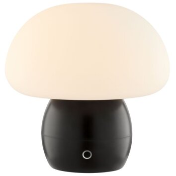 Brilliant LED lampa stołowa Dupos, kształt grzybka, biały klosz, 2700 Kelvin, ciepła biel