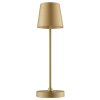 Brilliant LED lampa stołowa Elora ze stożkowym złotym kloszem, 2700 Kelvin, ciepła biel, IP44