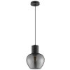 Brilliant lampa wisząca Ligari z przydymionym szklanym kloszem w kształcie kropli