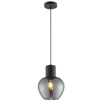 Brilliant lampa wisząca Ligari z przydymionym szklanym kloszem w kształcie kropli