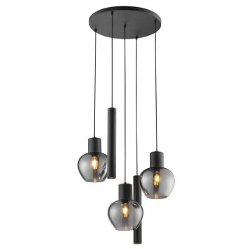 Brilliant Leuchten, lampa wisząca Ligari z 3 przydymionymi kloszami w kształcie kropli