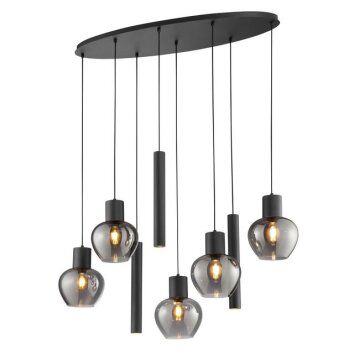 Brilliant Leuchten, lampa wisząca Ligari, 5 przydymionych kloszy, długość 48 cm