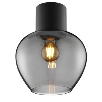 Brilliant Leuchten, lampa sufitowa Ligari z przydymionym szklanym kloszem w kształcie kropli