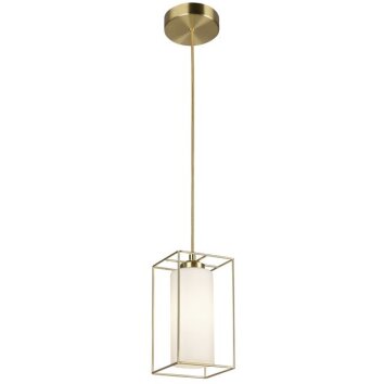 Brilliant Leuchten, lampa wisząca Dolly, biały szklany klosz w złotej ramie, dł. 12,5 cm
