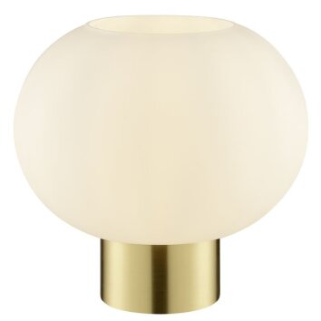Brilliant lampa stołowa Fanny z zaokrąglonym białym szklanym kloszem z włącznikiem na kablu