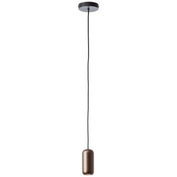 Brilliant lampa wisząca Jane z cylindrycznym brązowym kloszem w stylu industrialnym