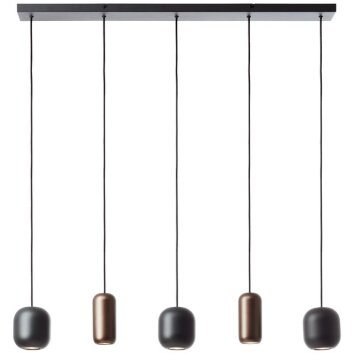 Brilliant Leuchten, lampa wisząca Jane, 5 brązowych kloszy cylindrycznych, długość 102 cm