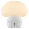 Brilliant, biała lampa stołowa Dupos w kształcie grzyba, LED 2700 Kelvin ciepła biel