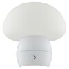 Brilliant, biała lampa stołowa Dupos w kształcie grzyba, LED 2700 Kelvin ciepła biel