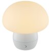 Brilliant, biała lampa stołowa Dupos w kształcie grzyba, LED 2700 Kelvin ciepła biel