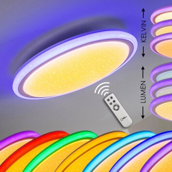 BERMEO lampa sufitowa LED Biały, 2-punktowe, Zdalne sterowanie, Zmieniacz kolorów
