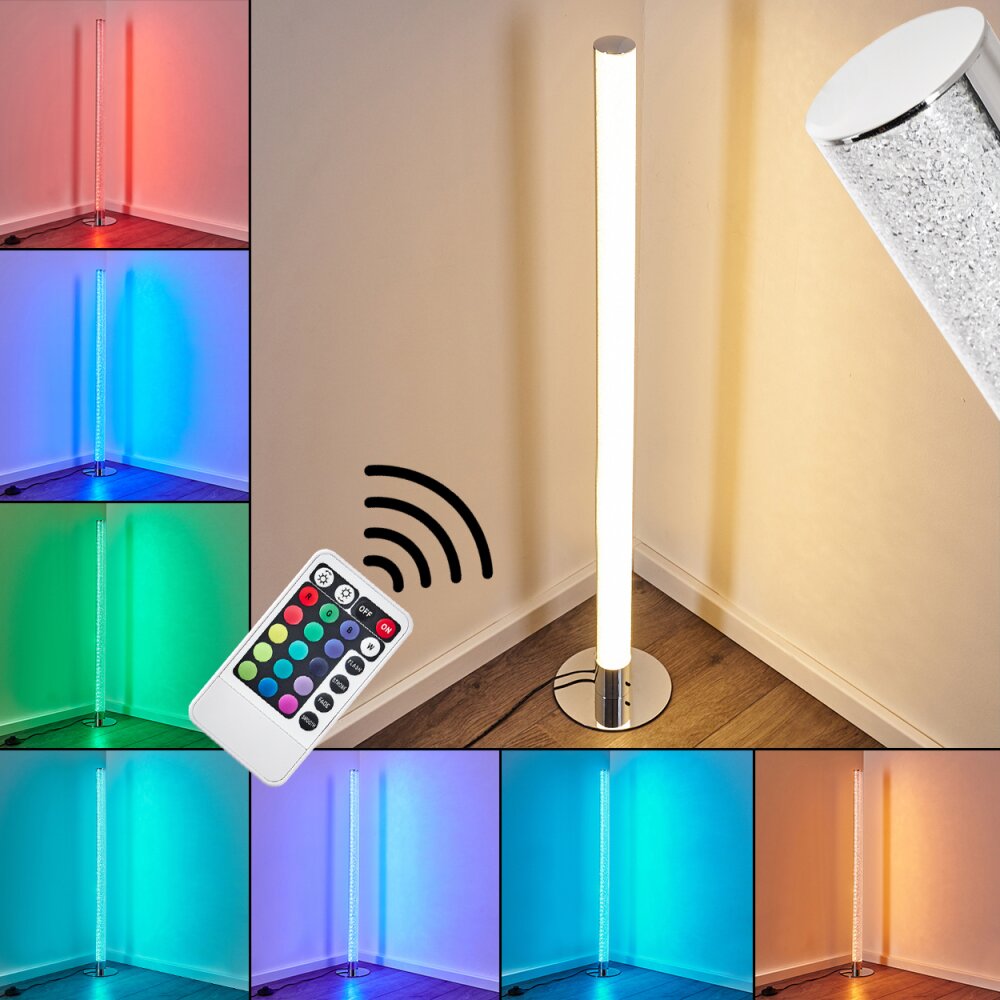Flaut Lampa Stojąca LED Chrom, 1-punktowy, Zdalne sterowanie, Zmieniacz kolorów main product photo