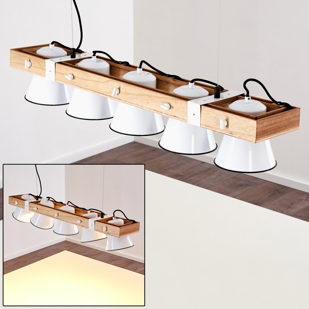 Oksbol Lampa Wisząca Jasne drewno, Biały, 5-punktowe main product photo