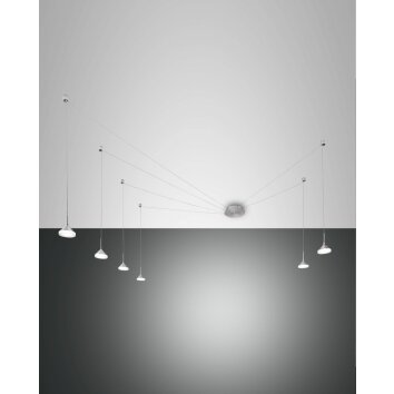 Fabas Luce Isabella Lampa Wisząca LED Chrom, Nikiel matowy, 6-punktowe