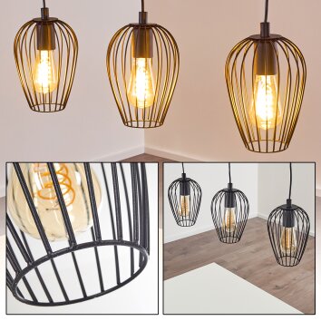 Hodges Lampa Wisząca Czarny, 3-punktowe