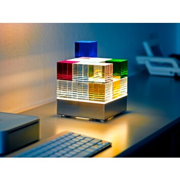 Tecnolumen Cubelight Lampa stołowa LED Kolorowy, Przezroczysty, 1-punktowy