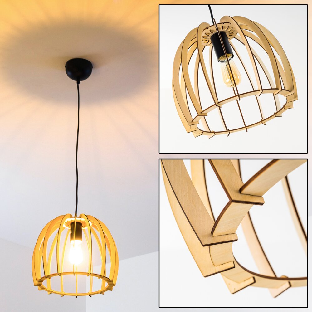 Lampa Wisząca Wutt Jasne drewno, Czarny, 1-punktowy main product photo