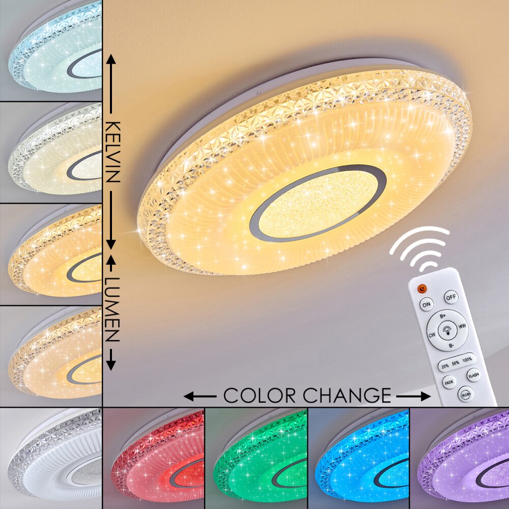 Avoriaz Lampa Sufitowa LED Biały, 2-punktowe, Zdalne sterowanie, Zmieniacz kolorów main product photo
