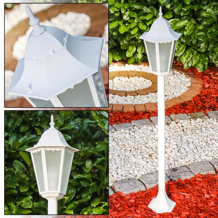 Hongkong Frost Zewnętrzna Lampa Stojąca Biały, 1-punktowy