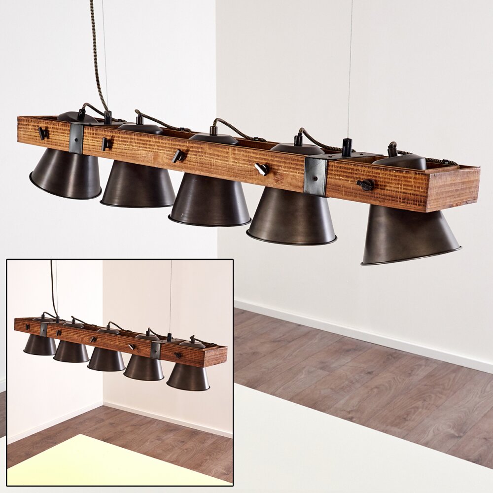 Oksbol Lampa Wisząca Ciemne drewno, Czarny, 5-punktowe main product photo