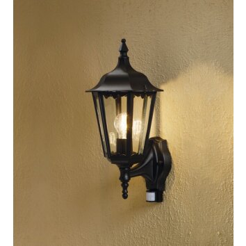 Konstsmide Firenze lampa ścienna Czarny, 1-punktowy, Czujnik ruchu