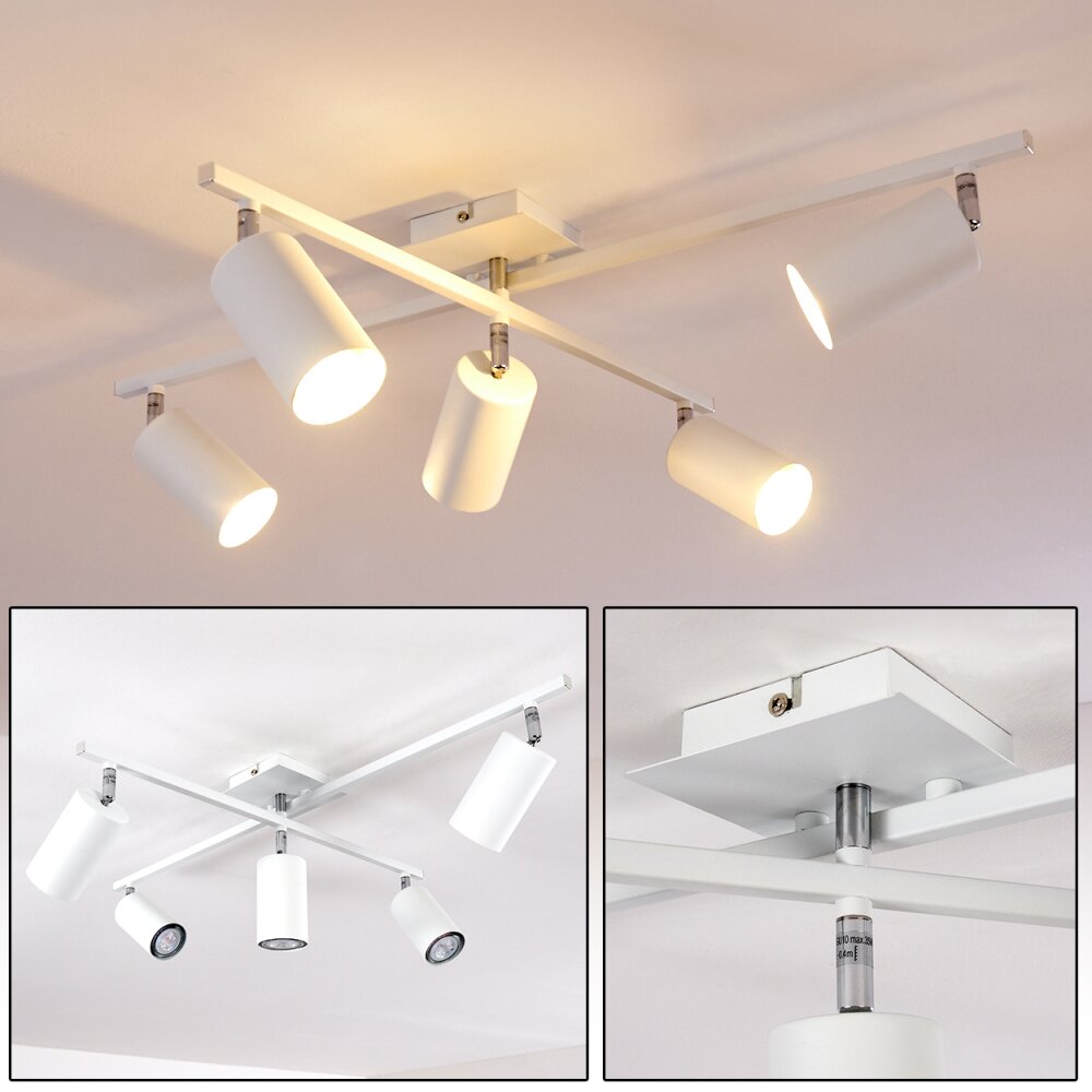 Lampa Sufitowa Zuoz Chrom, Biały, 5-punktowe main product photo