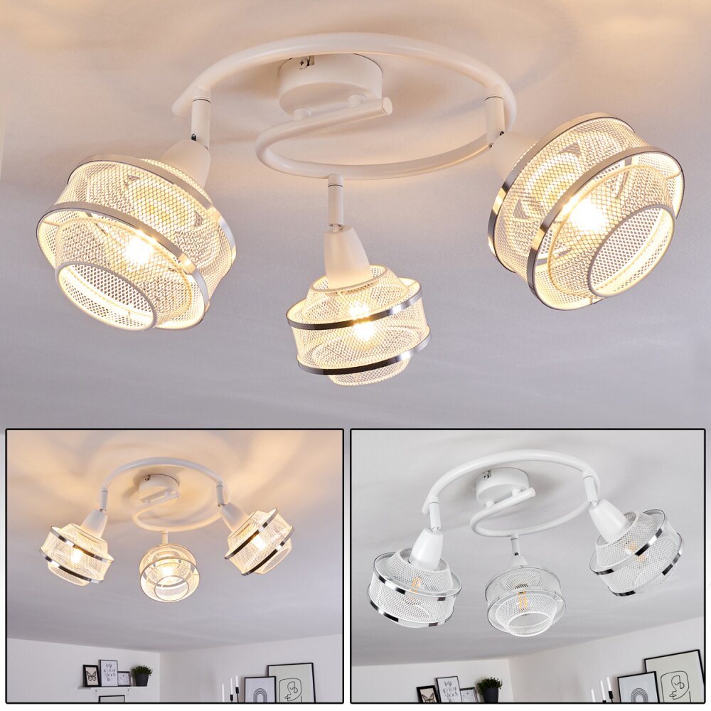 Limassol Lampa Sufitowa Chrom, Biały, 3-punktowe main product photo