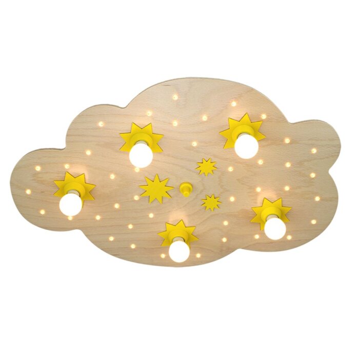 Elobra STERNENWOLKE Lampa ścienna Jasne drewno, 5-punktowe