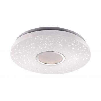 Leuchten-Direkt JONAS Lampa sufitowa LED Stal szczotkowana, Biały, 1-punktowy, Zdalne sterowanie