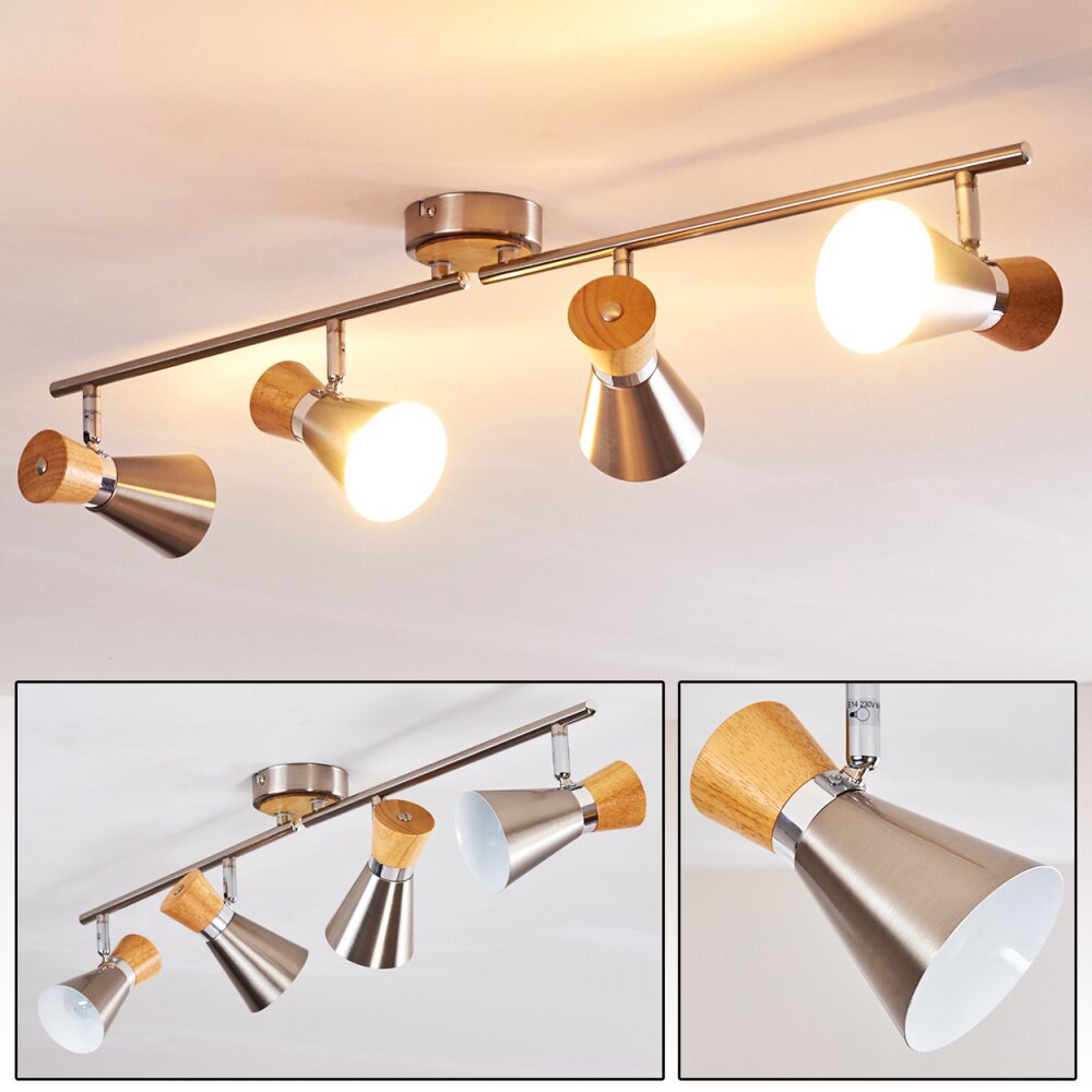Pulau Lampa Sufitowa Jasne drewno, Nikiel matowy, 4-punktowe main product photo