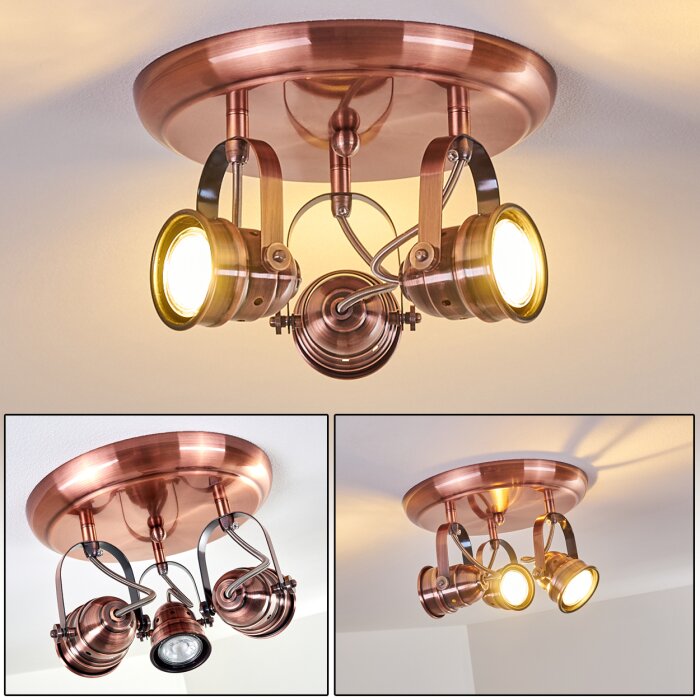 Aniak Lampa Sufitowa LED Miedź, 3-punktowe