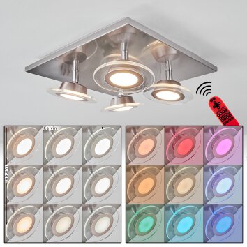 Marsen Lampa Sufitowa LED Nikiel matowy, 4-punktowe, Zdalne sterowanie, Zmieniacz kolorów