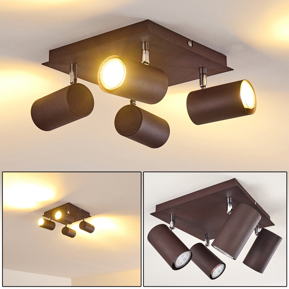 Lampa Sufitowa Zuoz Chrom, Rdzawy, 4-punktowe main product photo