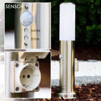 Caserta słupek ogrodowy niski, lampa stojąca, słupek ogrodowy stal nierdzewna, 1-punktowy, Czujnik ruchu