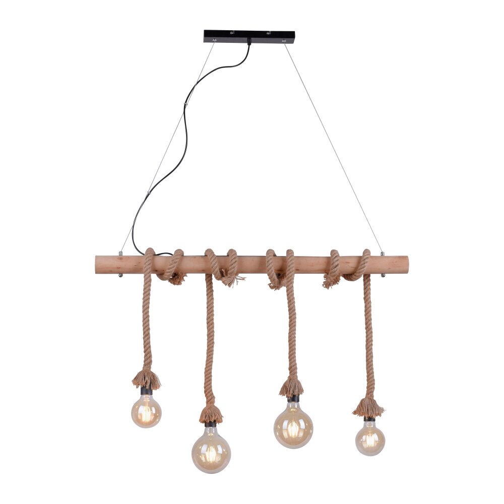 Lampa Wisząca Leuchten Direkt ROPE Brązowy, Jasne drewno, Czarny, 4-punktowe main product photo