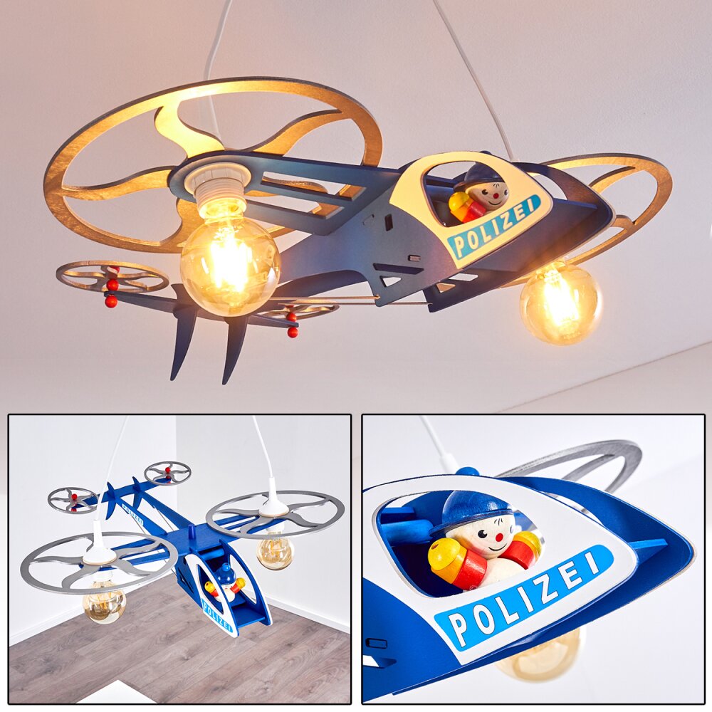 Fiete Lampa Wisząca Niebeieski, Srebrny, 2-punktowe main product photo