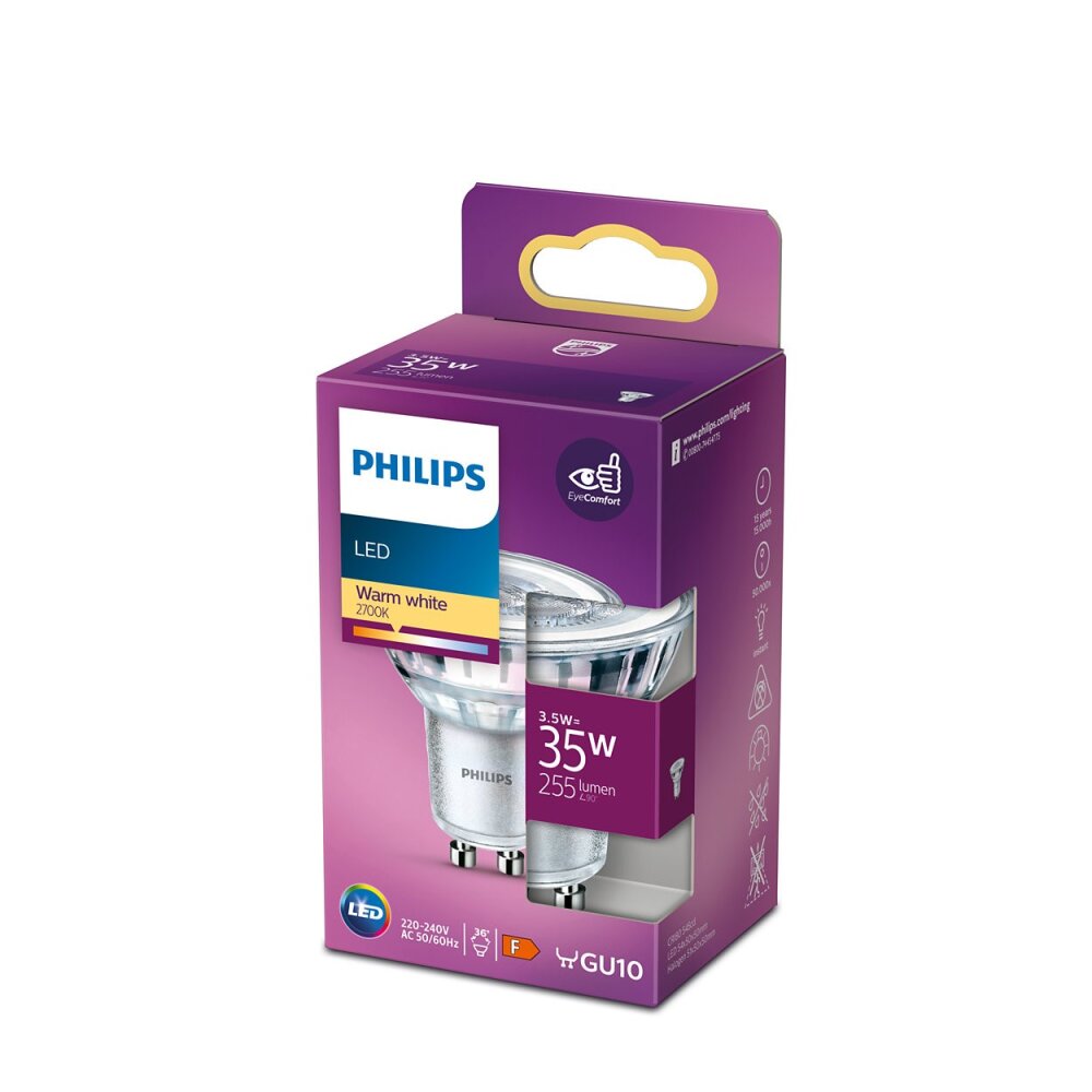 Philips LED GU10 3,5 Watt 2700 Kelvin 255 Lumen main product photo