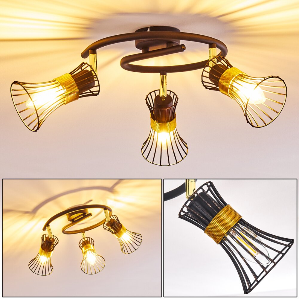 Ayen Lampa Sufitowa Czarno-złoty, 3-punktowe main product photo