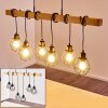 Barbengo Lampa Wisząca jasne drewno, czarny, 6-punktowe