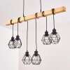 Barbengo Lampa Wisząca jasne drewno, czarny, 6-punktowe
