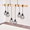 Barbengo Lampa Wisząca jasne drewno, czarny, 6-punktowe