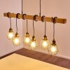 Barbengo Lampa Wisząca jasne drewno, czarny, 6-punktowe