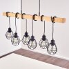 Barbengo Lampa Wisząca jasne drewno, czarny, 6-punktowe