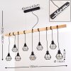 Barbengo Lampa Wisząca jasne drewno, czarny, 9-punktowe