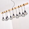 Barbengo Lampa Wisząca jasne drewno, czarny, 9-punktowe