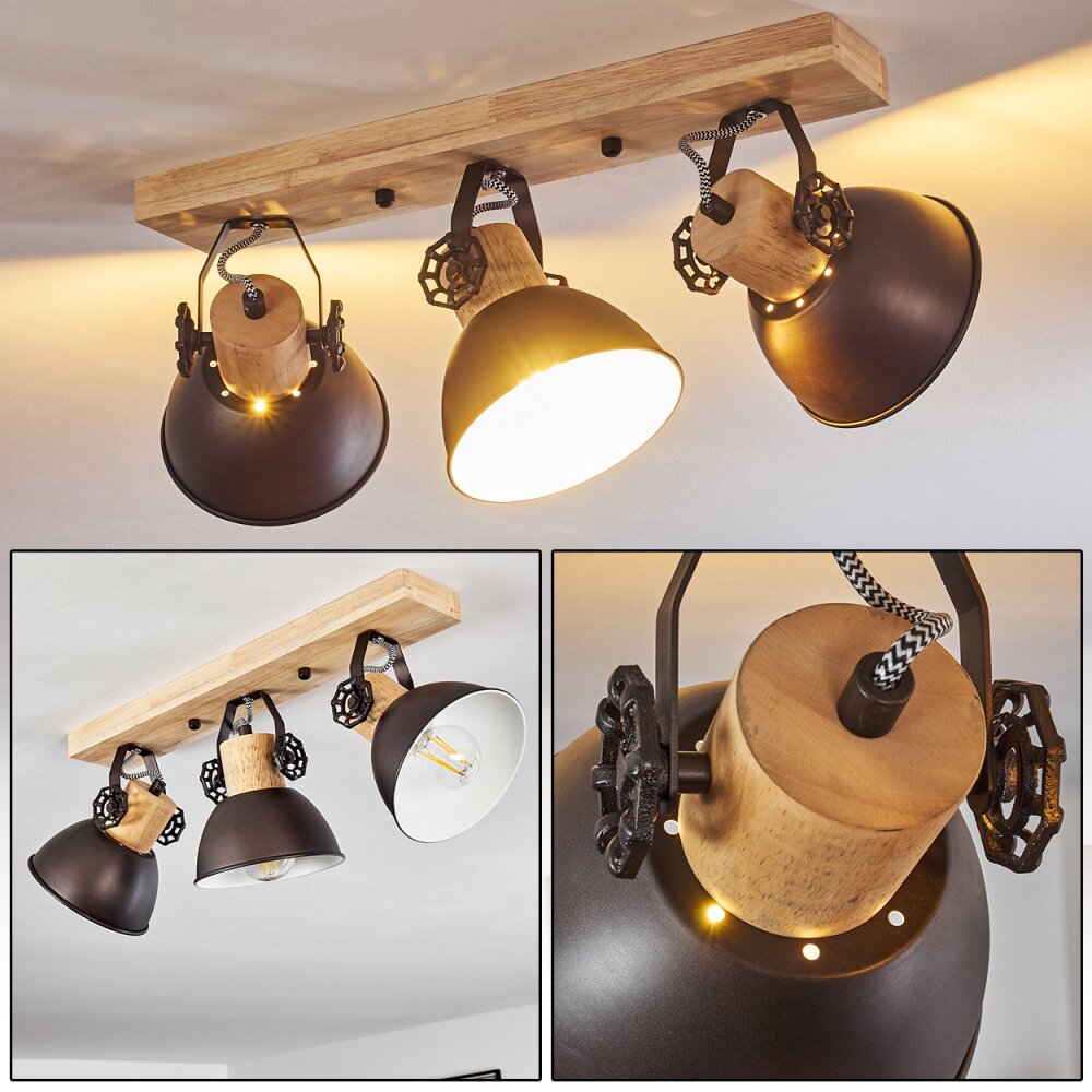 Lampa Sufitowa Orny Antracytowy, Jasne drewno, 3-punktowe main product photo
