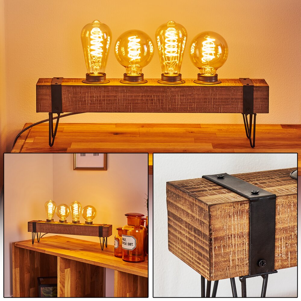 Montgomery lampka nocna Jasne drewno, Czarny, 4-punktowe main product photo